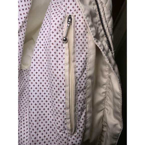 Post Card Italy Quilted Jacket Ivory Cream Removable Fur Trim Hood Sz 4 Eu 40 - Picture 16 of 16